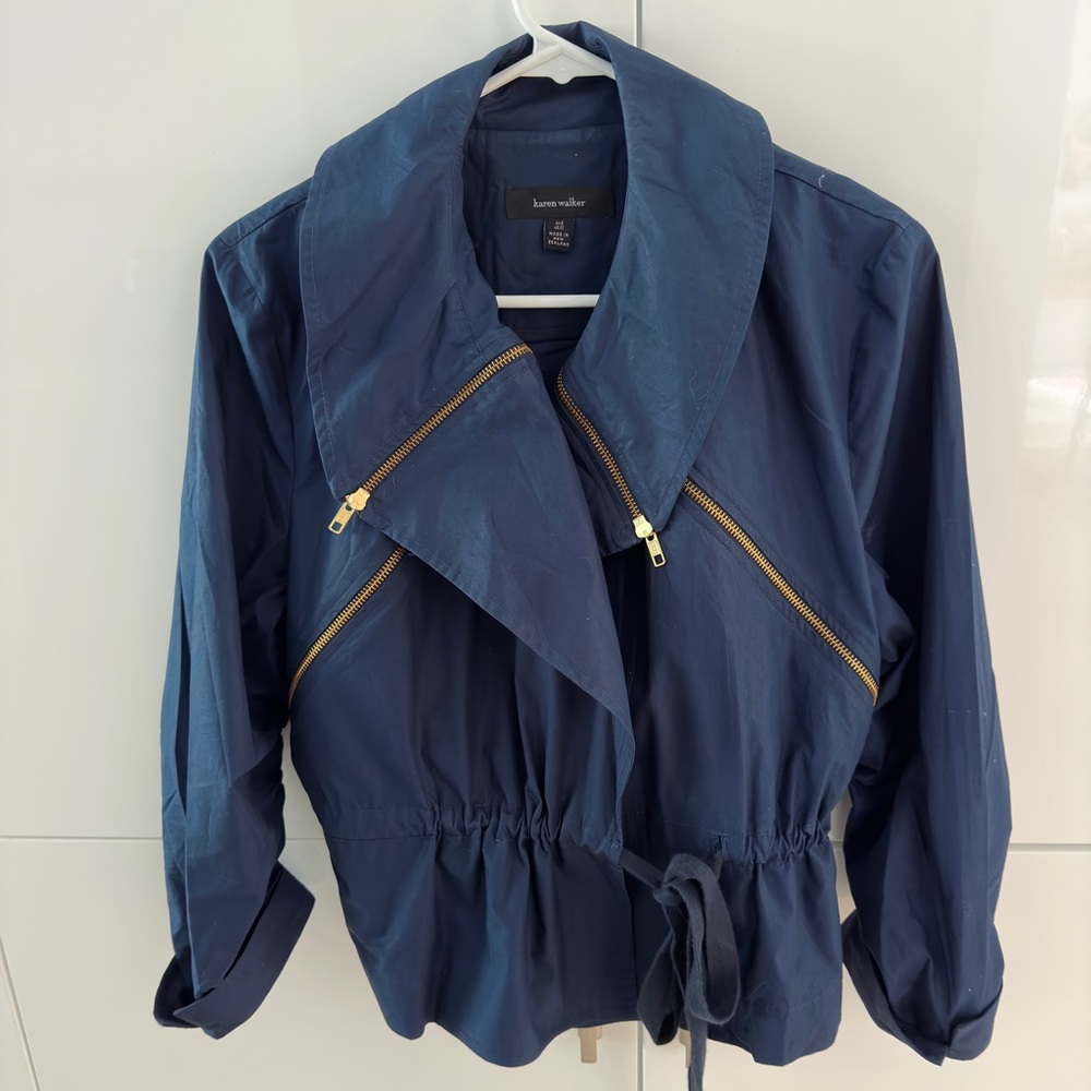 Navy Karen Walker Lightweight Cotton Jacket with Zips
